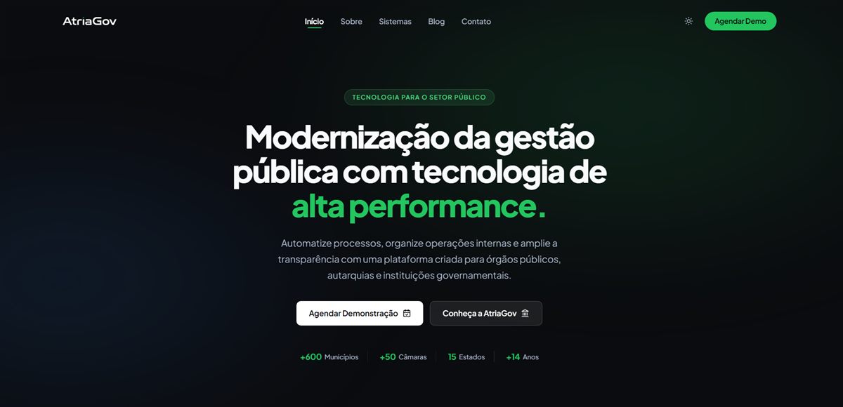 Site da plataforma AtriaGov